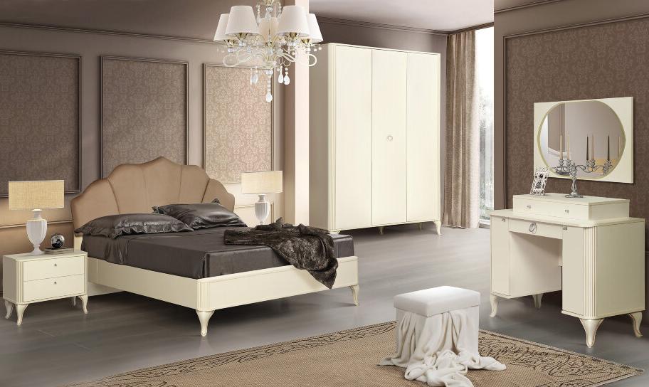 Спальный гарнитур Стефани бежевый / белый