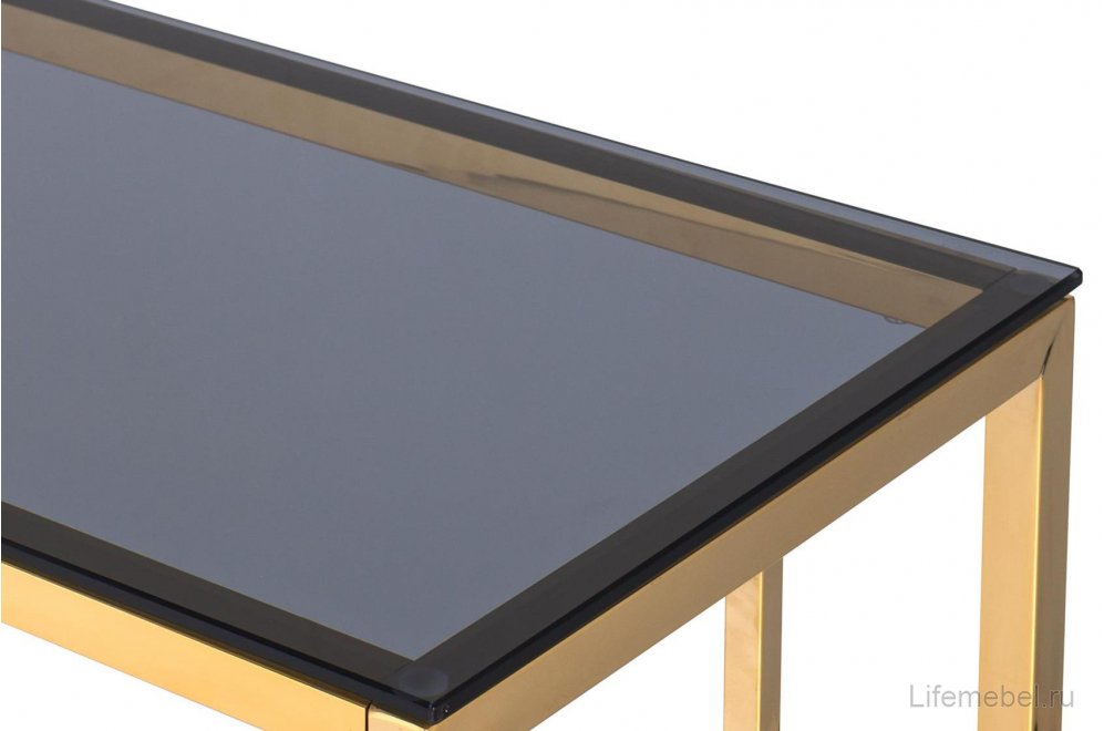 Консоль Детройт 120 стекло smoke / сталь золото