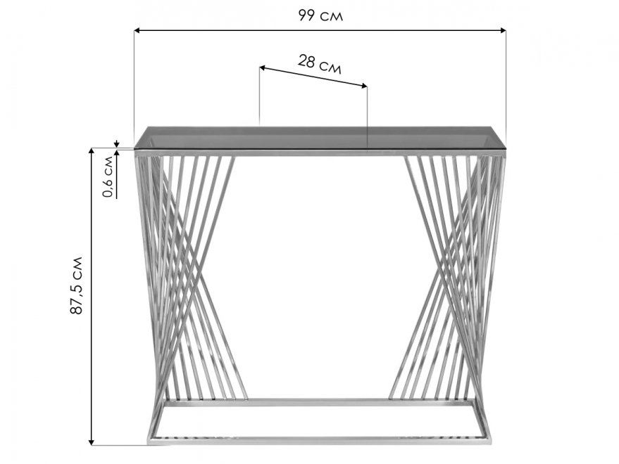 Консольный столик Akur Loft Rome хром / прозрачное стекло