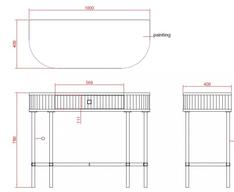 Консольный столик KFG165 серая / золото