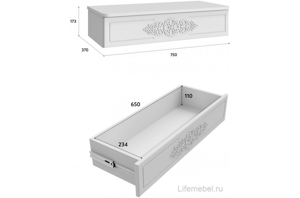 Подвесной столик АС-69-ТН-30 белое дерево