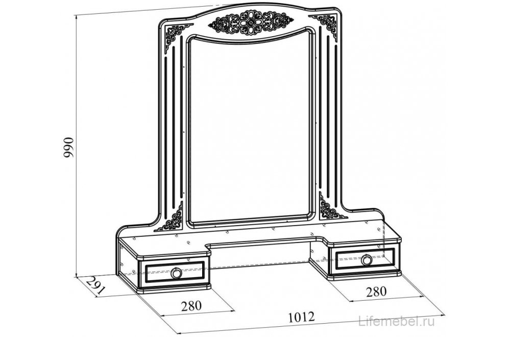 Туалетный столик Ассоль АС-3638 белое дерево с зеркалом (К)