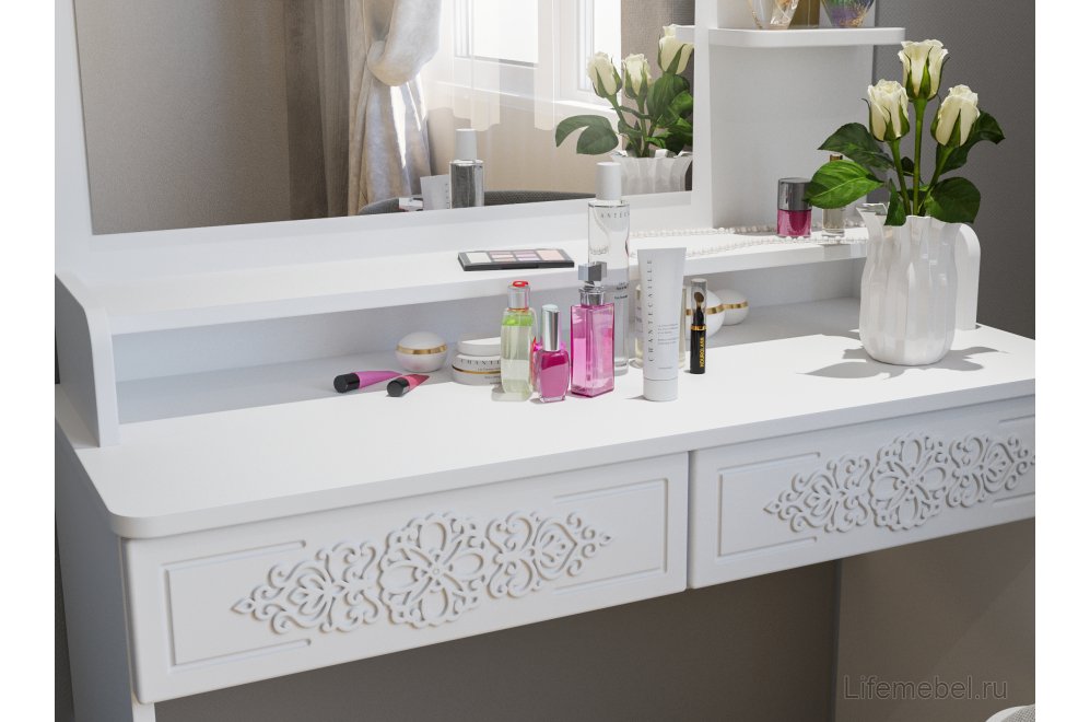 Туалетный столик Ассоль Лайт ТСН-3 белое дерево