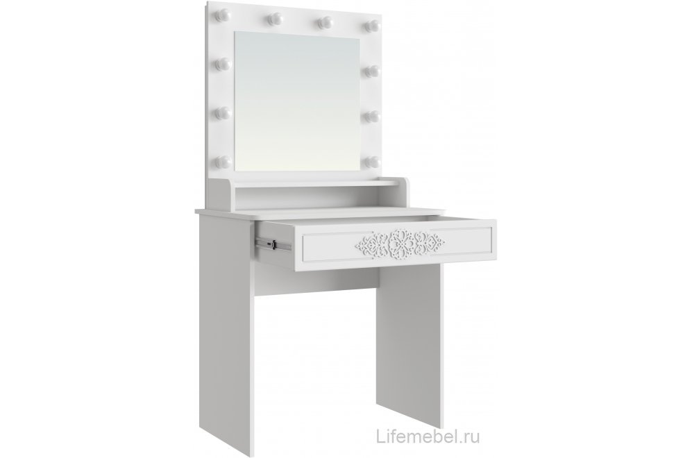Туалетный столик Ассоль Лайт ТСН-4 белое дерево с зеркалом