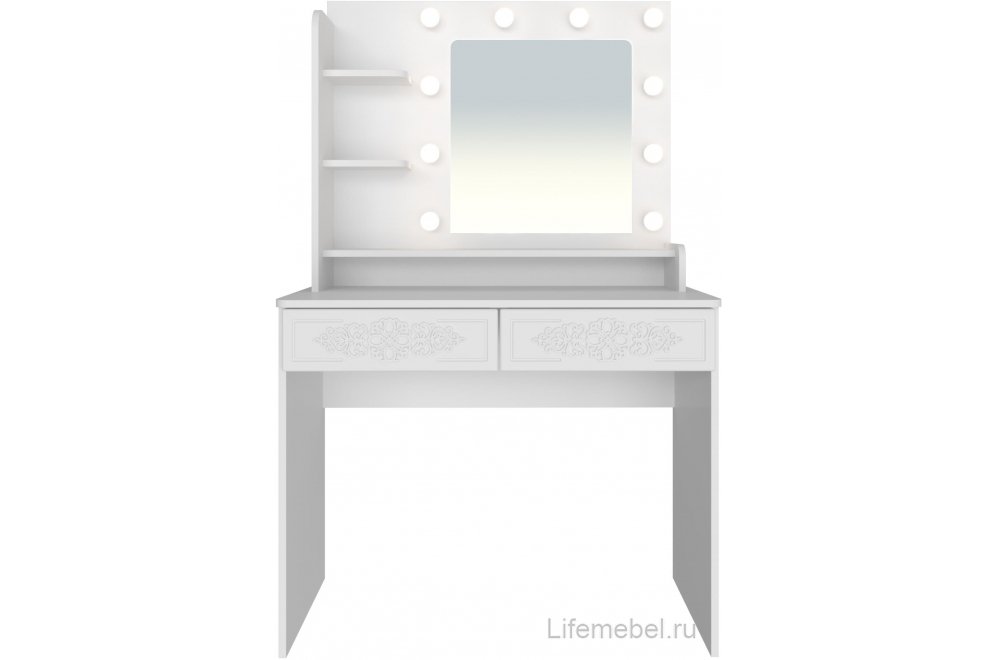 Туалетный столик Ассоль Лайт ТСН-5 белое дерево с зеркалом