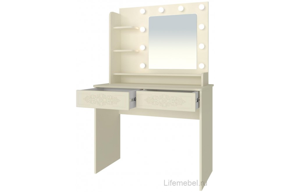 Туалетный столик Ассоль Лайт ТСН-5 ваниль с зеркалом
