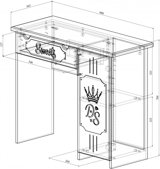 Туалетный столик ДримСтар ДС-2 белое дерево