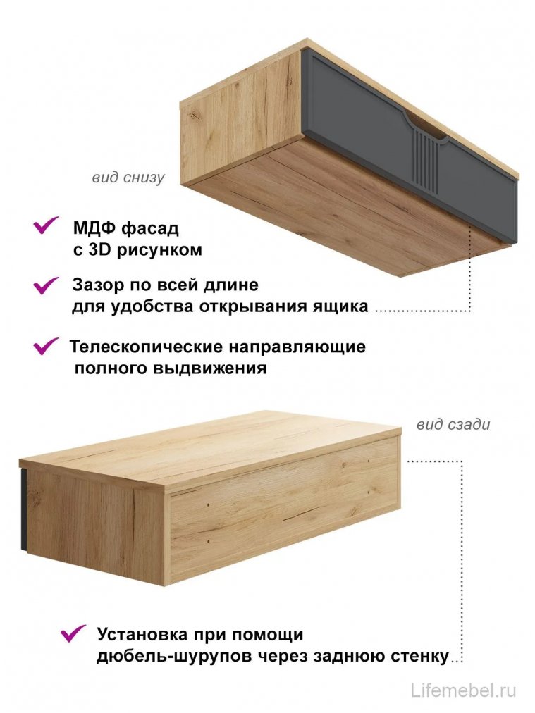 Туалетный столик ЭЛ-22 ЭЛ-24 дуб крафт золотой / графит