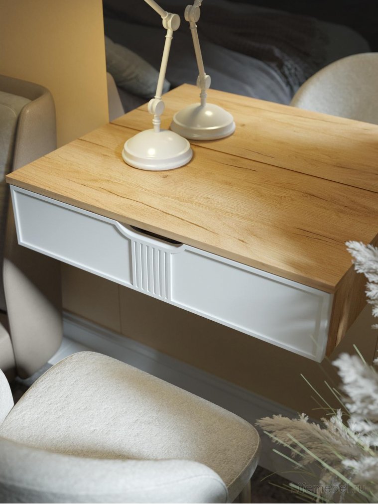 Туалетный столик ЭЛ-22 ЭЛ-24 дуб крафт золотой / меренга