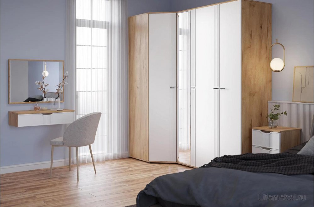 Туалетный столик Эмилия дуб крафт золотой / меренга комплектация 1