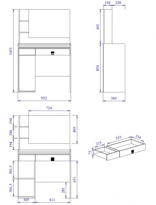 Туалетный столик Мале дуб галифакс белый