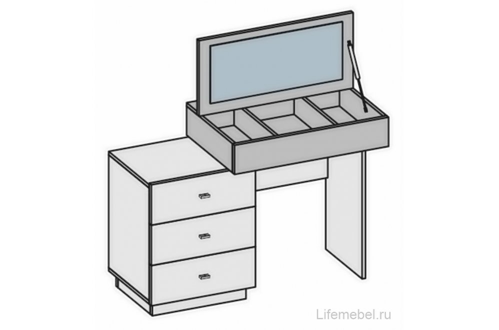 Туалетный столик МС Квадро Ст-2 миндаль / дуб крафт золотой