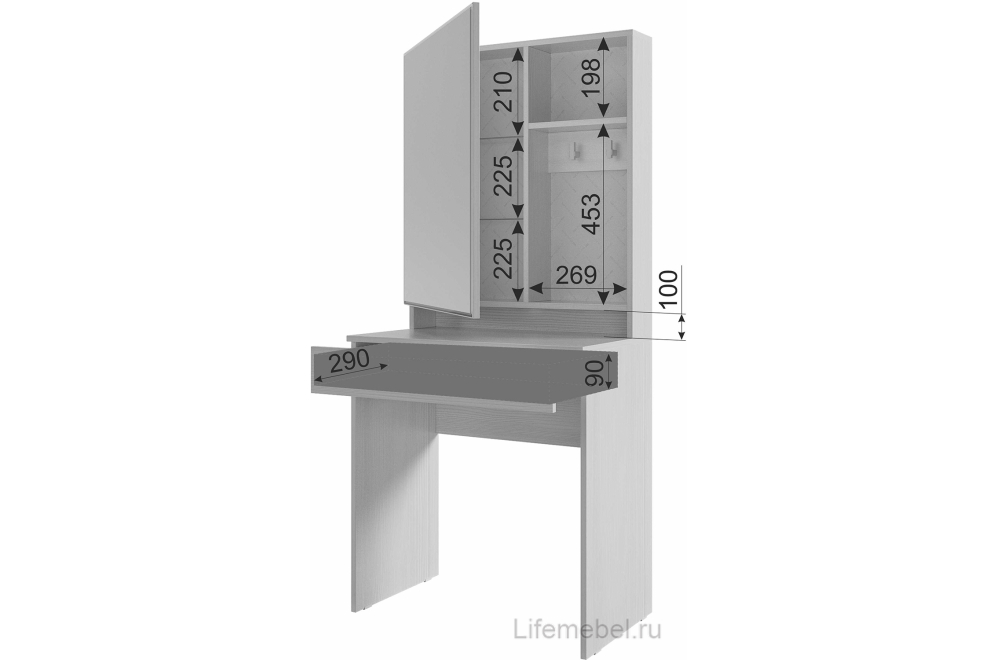 Туалетный столик Аурика белый рамух