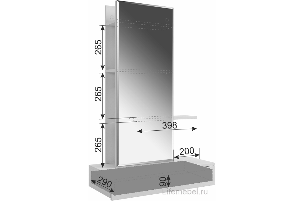 Туалетный столик Мария белый навесной