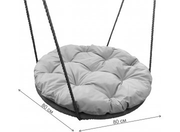 Детские подвесные качели Гнездо 0,8 м синяя подушка / мятная оплётка