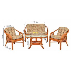 Комплект для отдыха Gavana 3+1 коньяк