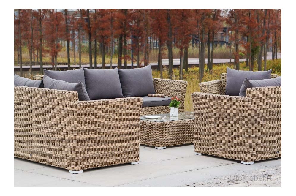 Комплект для отдыха из ротанга Пакора Дабл соломенный