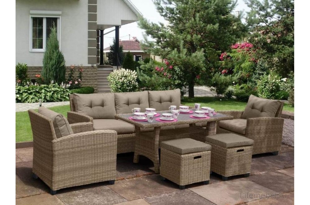 Комплект для отдыха из ротанга AFM-310B beige / grey