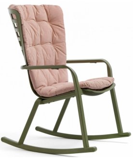 Кресло-качалка пластиковое с подушкой Folio агава / розовый
