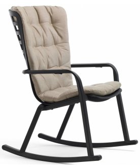 Кресло-качалка пластиковое с подушкой Folio антрацит / бежевый
