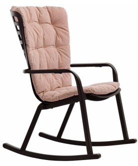 Кресло-качалка пластиковое с подушкой Folio антрацит / розовый