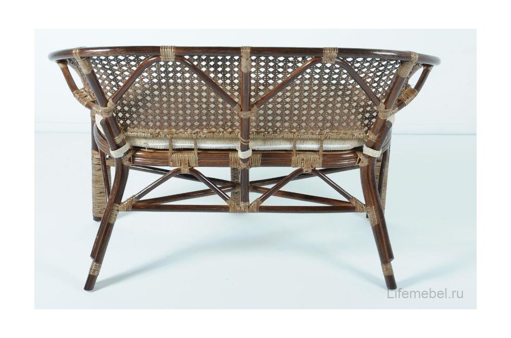 Диван из ротанга 02/15C темный коньяк