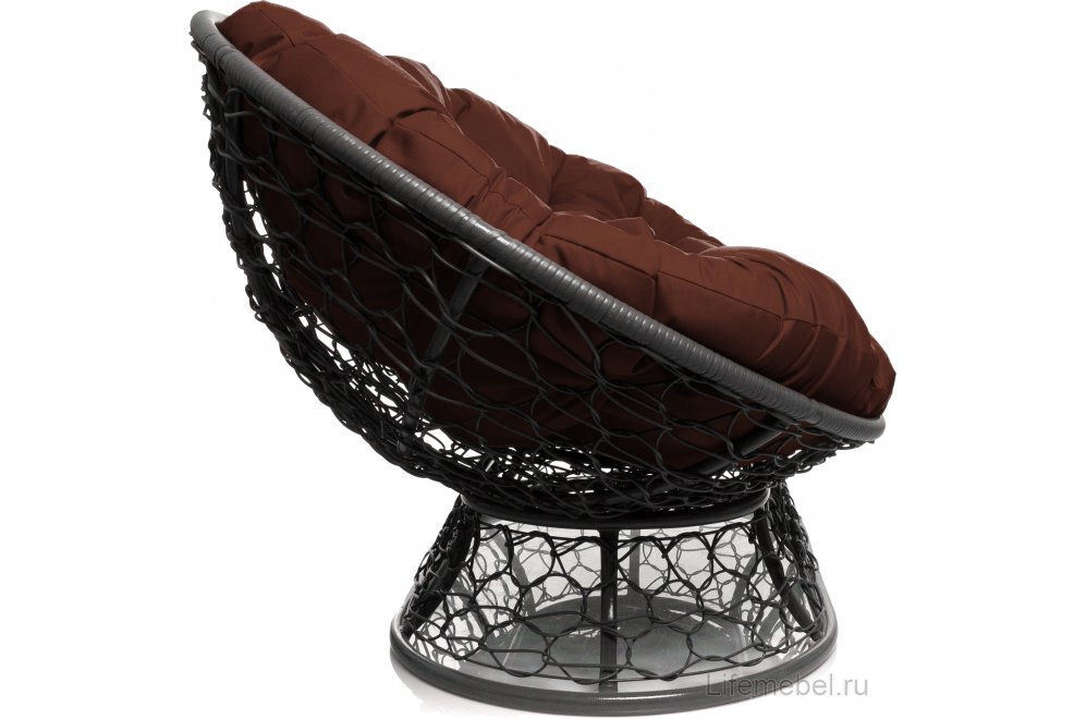 Диван из ротанга Мамасан серый / коричневая подушка