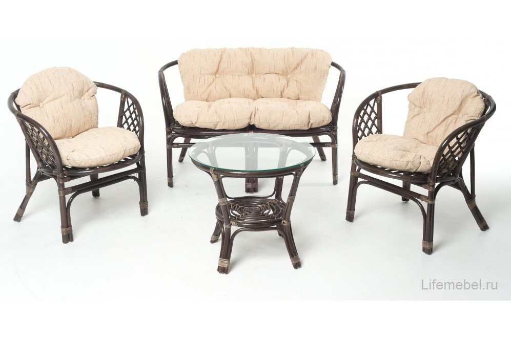 Комплект для отдыха из ротанга Багамы 01/16 темный коньяк