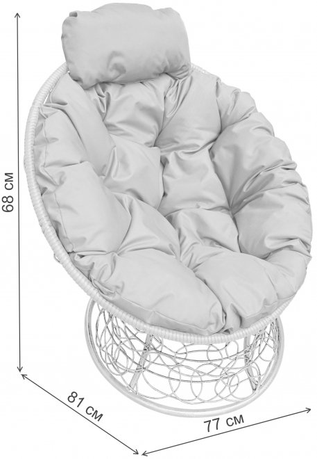 Кресло из ротанга Папасан мини коричневое / синяя подушка