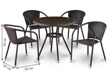 Обеденный комплект из ротанга T282ANT/Y137C-W53 плетеный