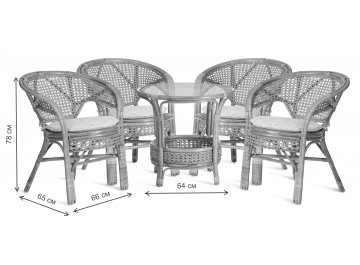 Обеденный комплект из ротанга Pelangi 02/15