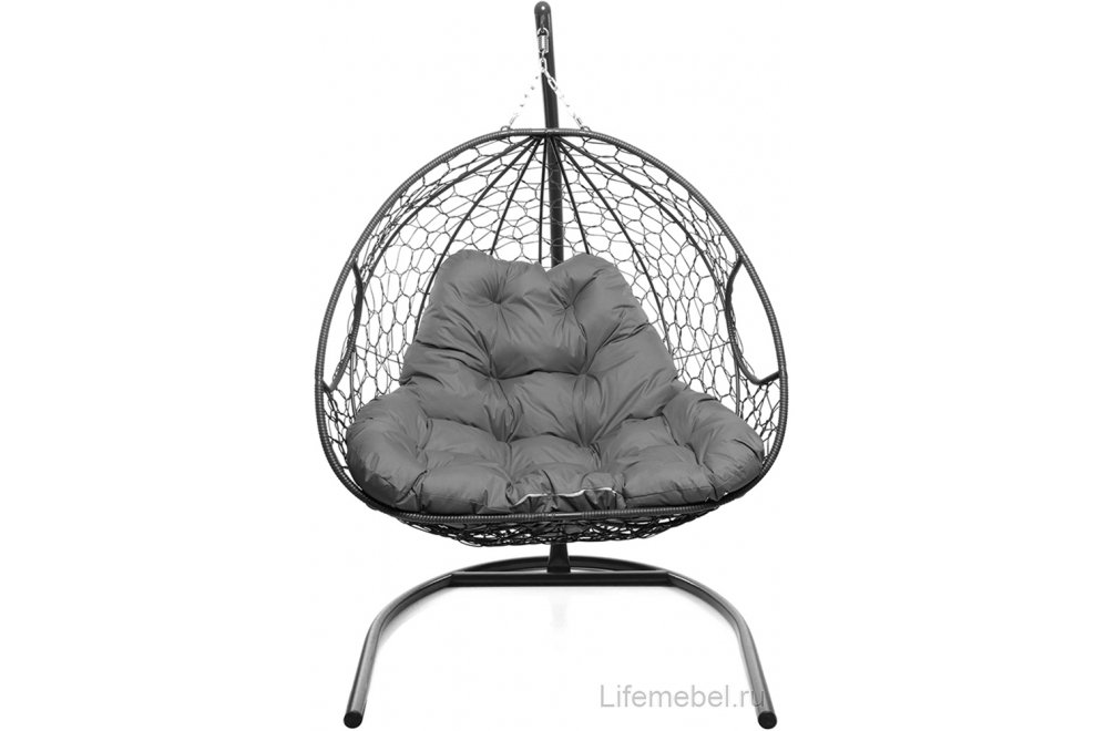 Подвесное кресло Для двоих серый / серая подушка