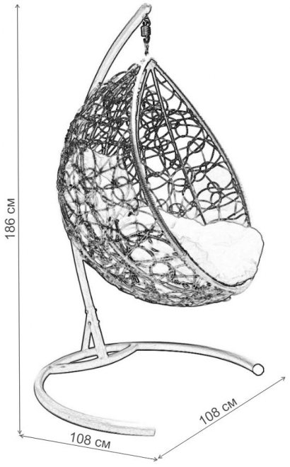 Подвесное кресло Капля коричневое / синяя подушка