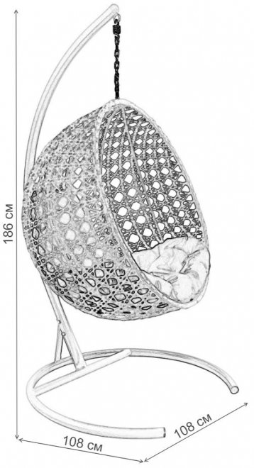 Подвесное кресло Круг Люкс серое / синяя подушка