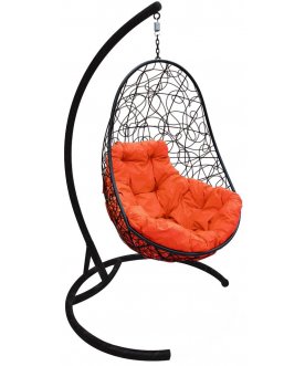 Подвесное кресло Овал черный / оранжевый