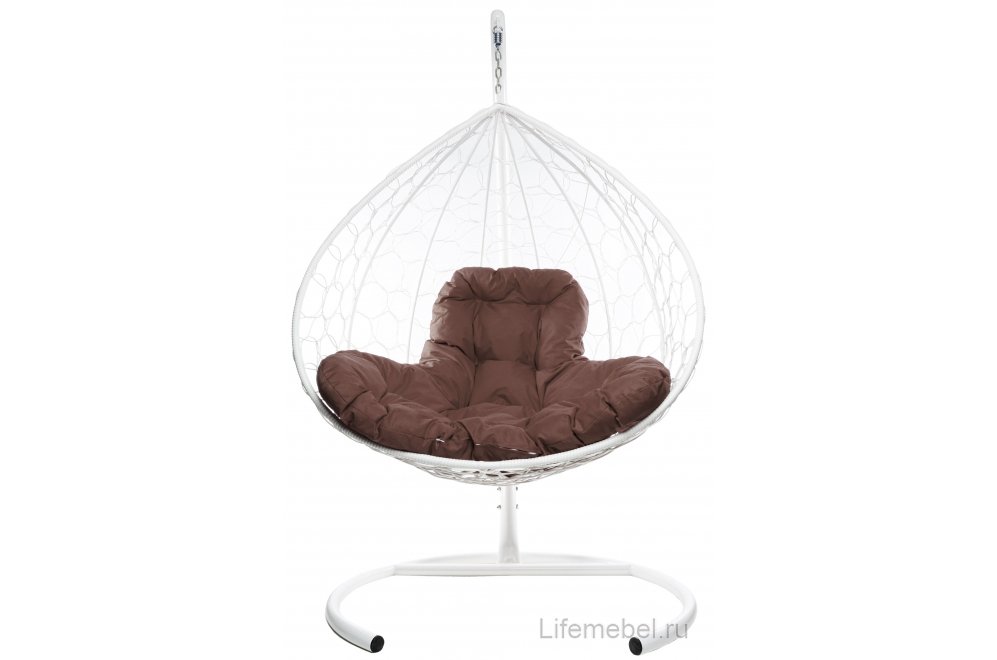 Подвесное кресло XL белый / коричневая подушка
