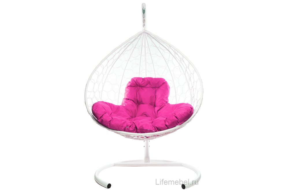 Подвесное кресло XL белый / розовая подушка