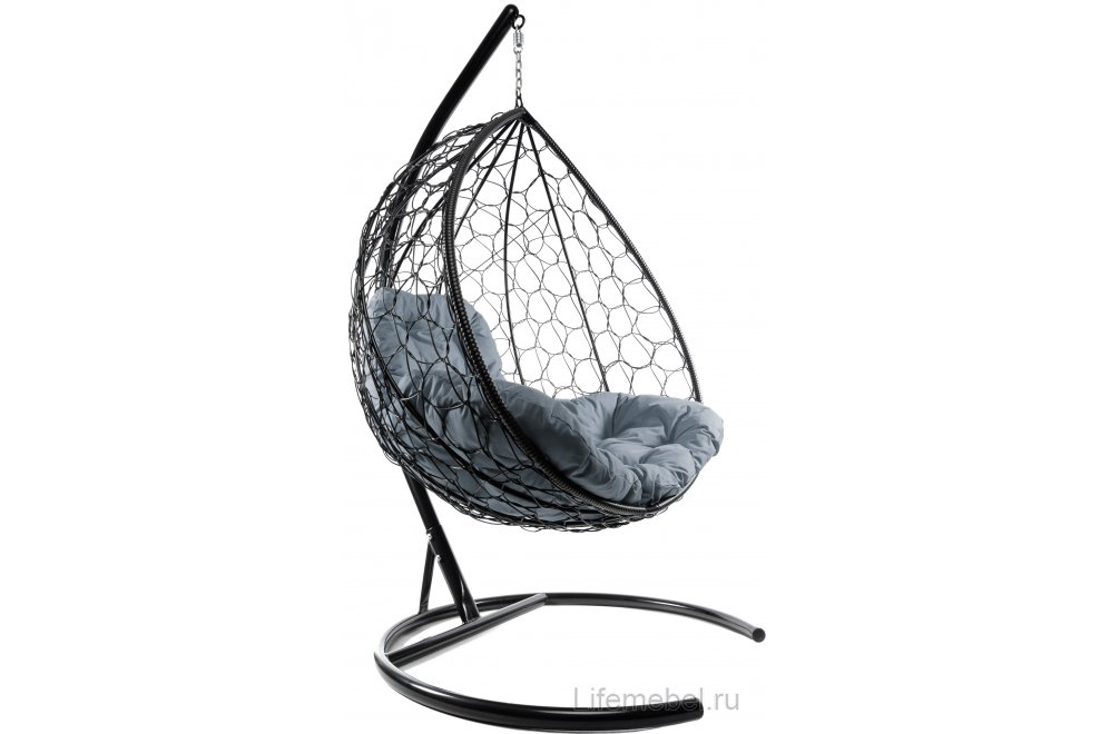 Подвесное кресло XL черный / серая подушка