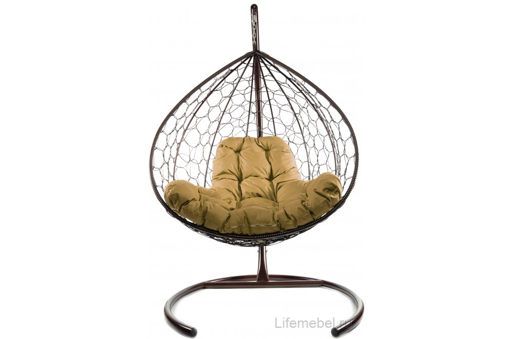 Подвесное кресло XL коричневый / бежевая подушка