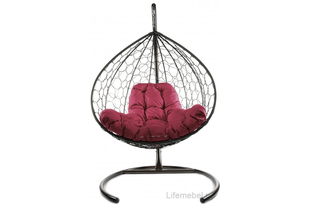 Подвесное кресло XL коричневый / бордовая подушка