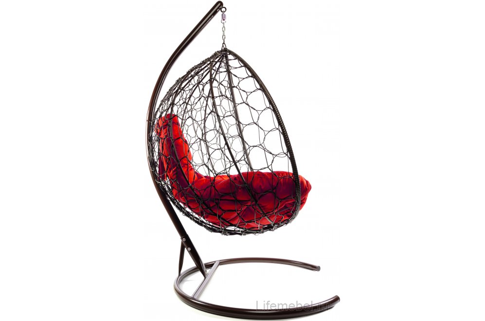 Подвесное кресло XL коричневый / красная подушка