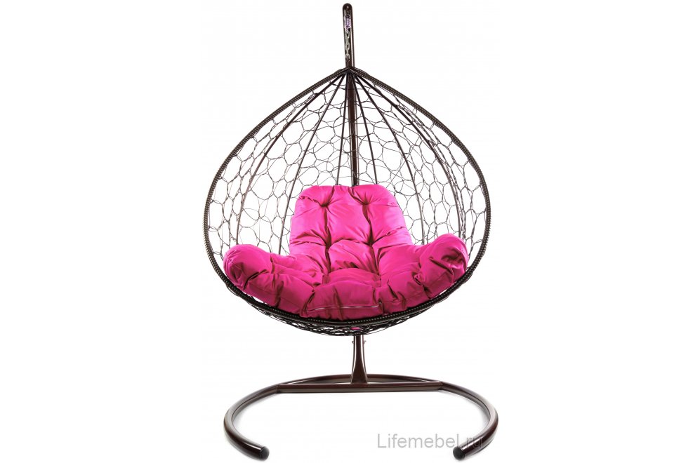 Подвесное кресло XL коричневый / розовая подушка