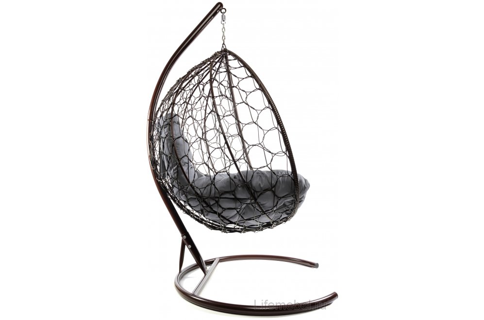 Подвесное кресло XL коричневый / серая подушка