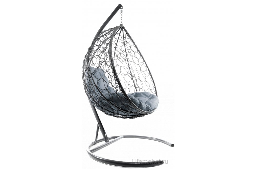 Подвесное кресло XL серый / серая подушка