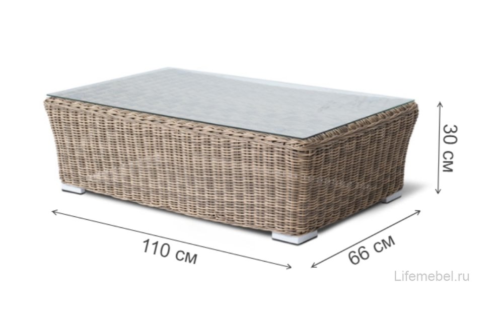 Журнальный стол из ротанга Пакора соломенный