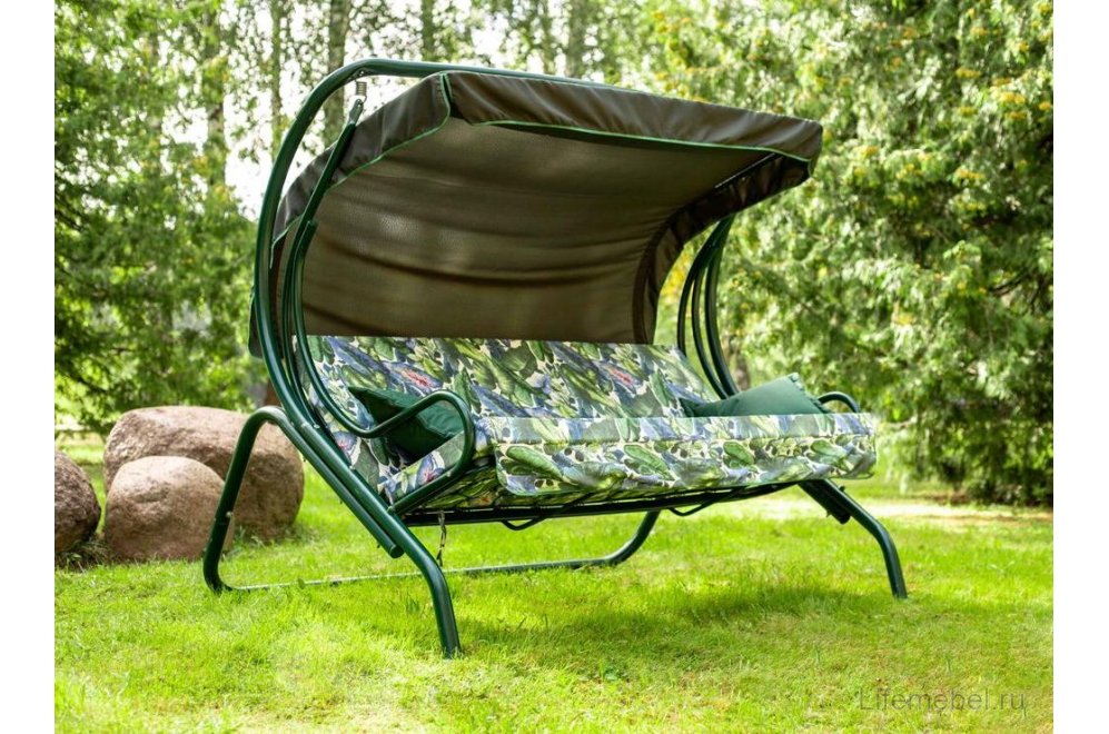 Качели садовые Алекс с927 зеленый / разноцветный / листья