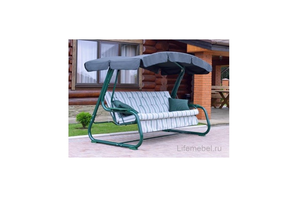 Качели садовые Мастак-2 с912 зеленый / белый / полоска