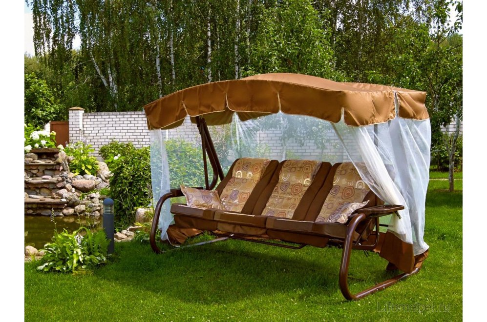 Качели садовые Палермо Премиум с591 трехместные меб ткань