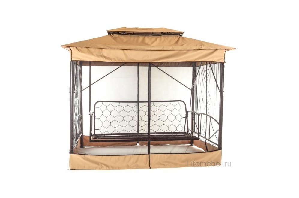 Качели садовые Шатер с943 коричневый / полоска