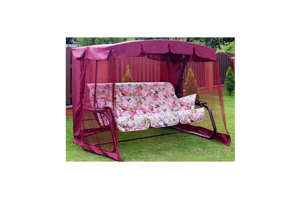 Качели садовые Турин-2 с914 бордовый / разноцветный / цветы